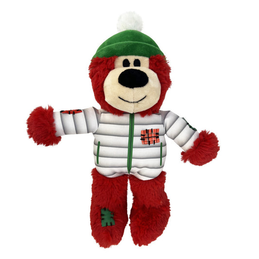 KONG Christmas Holiday Wild Knots Bear - Snuggle Plush Dog Toy - Med/Lge x 3 Pack