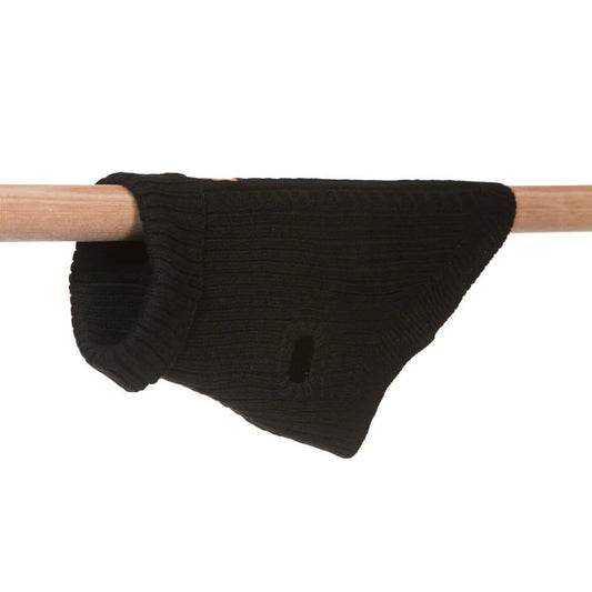 "Mongolian Wool Elegance: Hand-Loomed Black Dog Jumper with Cozy Roll Neck and Cable Knit Design - Stylish, Comfortable, and Easy to Fit!"